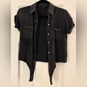 Black Button-Up Women's Top